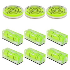 9pcs Small Square Round Bubble Spirit Level,  Circular Mini Green