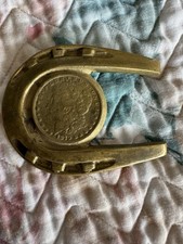 Vintage Western Horseshoe Belt Buckle - 1879 Morgan Silver Dollar Motif - REPAIR