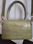 GREEN FAUX LEATHER SMALL FLAP PURSE - ADJUSTABLE SHOULDER STRAP — photo 4