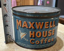 VINTAGE MAXWELL HOUSE REGULAR GRIND 1 LB KEY WIND COFFEE CAN