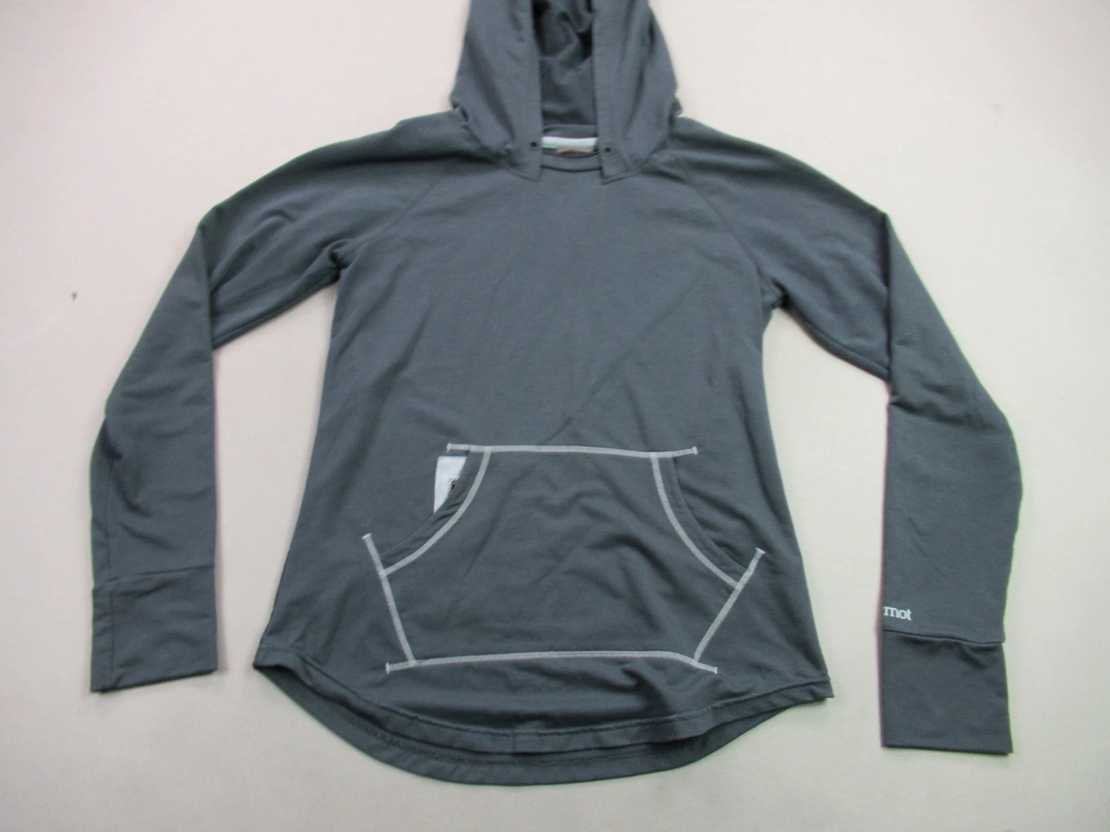 Marmot Hoodie Mens Medium Long Sleeve Hooded Blue Pullover Pockets Outdoors