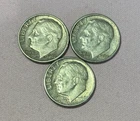 Lot of (3) Three Roosevelt Dimes - 90% Silver - All 3 are 1962 D - Nice