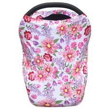 Baby Car Seat Canopy Extra Soft and Stretchy Purple and Pink Floral Nursing C...