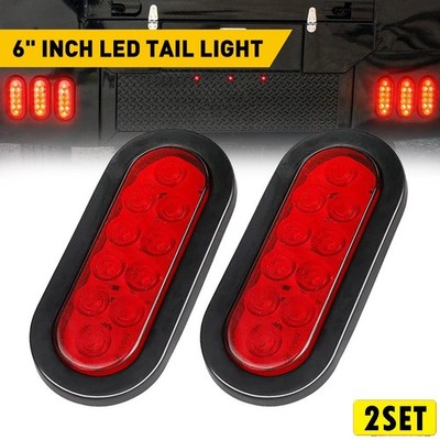 4x 6'' Oval Trailer Lights 10 LED Stop Turn Tail Truck Rear Brake Light Universal