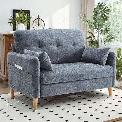 Cozy 47  Chenille Loveseat Sofa with Pillow for Small Spaces and Apartments