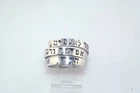 Vtg Judaic Shaema Israel 925 Sterling Silver Spiral Wide 3 Row Band Ring sz 9