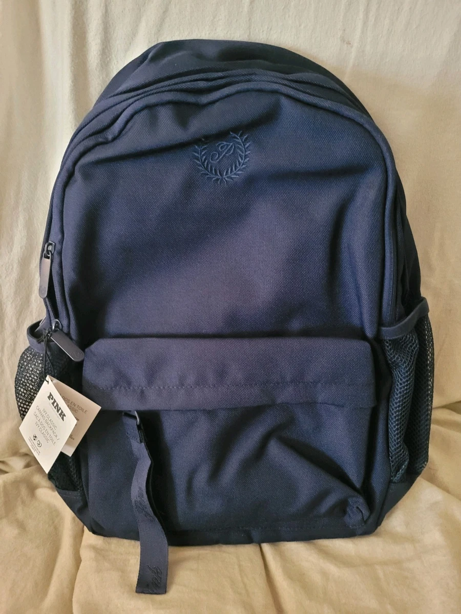 Vtg Victoria\'s Secret PINK Navy Canvas Backpack Laurel Wreath 86 Victoria main image 4