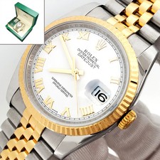 2013 Rolex Datejust 116233 White Roman Dial Jubilee 36mm Watch Box Papers