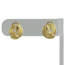 Vintage 18k Yellow Gold Furled Coiled Snake Omegaback Earrings 8.7g