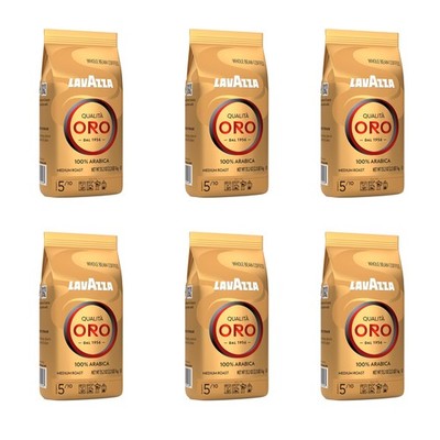 Lavazza Qualita Oro Whole Bean Coffee 35.27 Ounces Pack of 6 Medium Roast