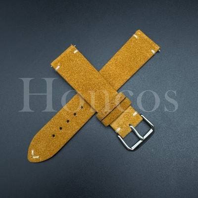 18-22 MM Suede Leather Vintage Strap Watch Band Quick Release Fits Bulova Yellow