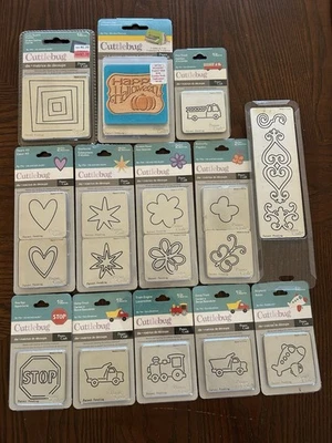Lot of 20 Dies Cuttlebug by Provo Craft Die Cutting Papercraft Flowers Cake Cars - Image 1 of 4