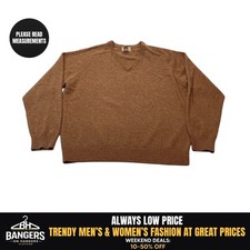 L.L. BEAN Pullover Sweater Men's M Reg Brown 100 Lambswool Knit V-Neck 90s 9130
