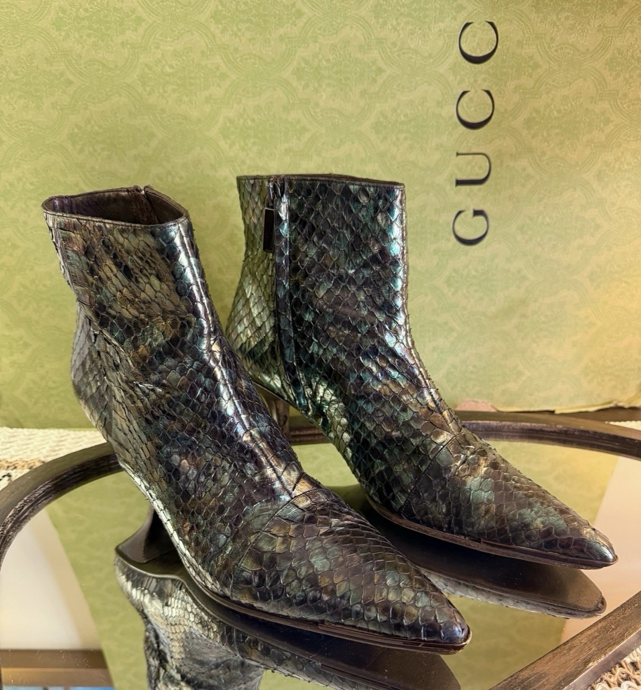 AUTHENTIC Gucci Exotic python leather Women’s ank… - image 1