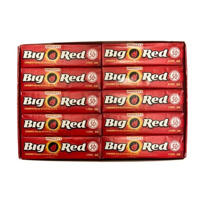 Wrigley's Big Red Kaugummi, 10 Päckchen (10 x 5 Streifen = 50 Stück)