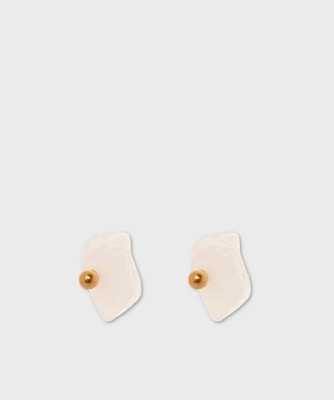 Sodini Fortaleza pebble jade earrings, white 930575A