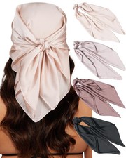 4 PCS 27.5 Inches Satin Head Scarf Silk Scarf for Women Lightweight Hair Band...