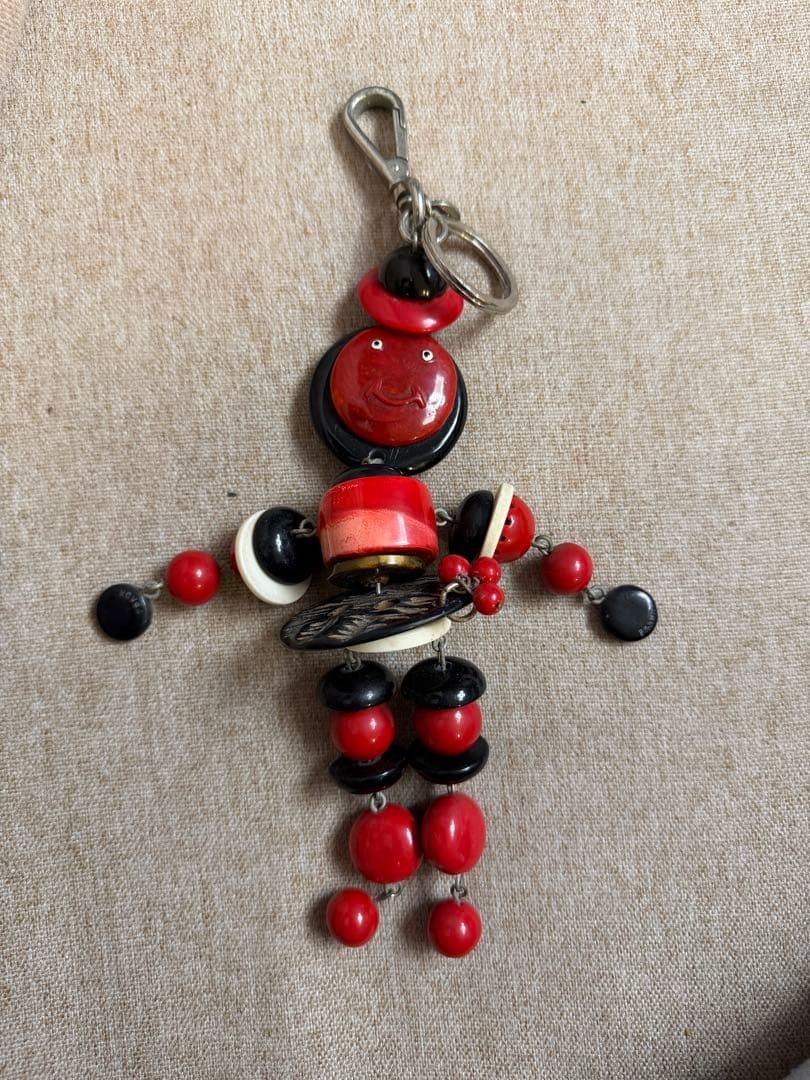 PRADA Doll Keychain Red/Black Large Bag Charm Used