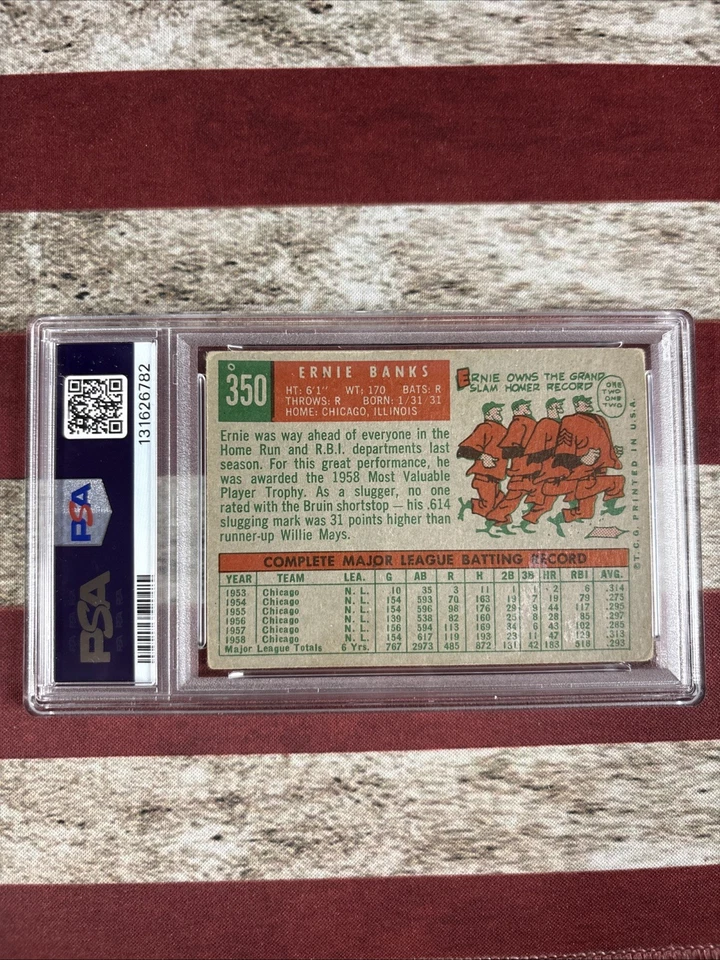1959 Topps - Ernie Banks #350 Psa 2 Chicago cubs Hof - Image 2 of 2