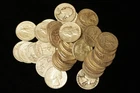 Lot of 40 Washington Quarters  1939-64       90% Silver