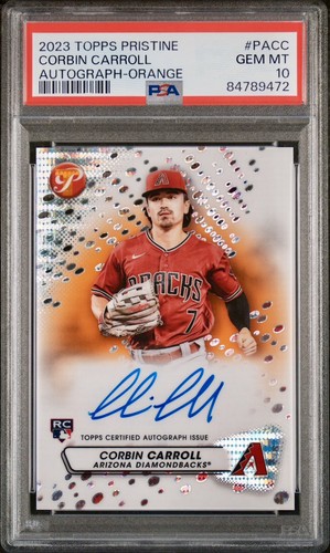 2023 Topps Pristine Corbin Carroll RC Auto Orange Refractor /25 PSA 10
