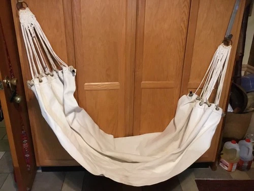 US Navy USN WW2 Military White Canvas Ship Barracks Sleeping Hammock Duffel Rope