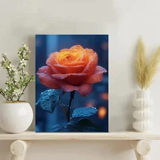 Mystic Black Rose Framed Canvas Stretched Ready to Hang 50x40 Home decor Gift