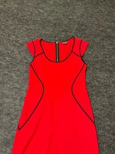Express Cap Sleeve Sheath Mini Dress Womens Size 10 Red with Black Piping