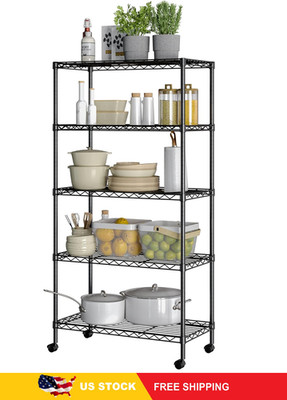 Seville Classics Solid Steel Wire Shelving Storage Unit, Black, 30'' W x 14'' D