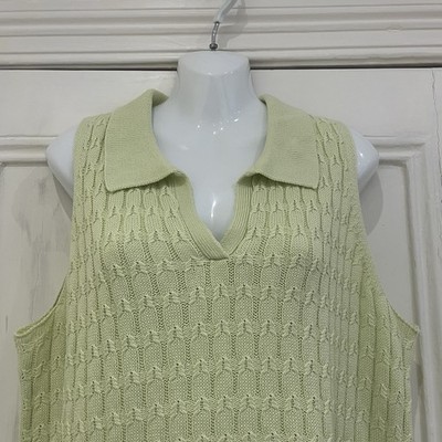 TU limettengrüner ärmelloser Pullover / Pulli Weste - Größe 16 - Baumwollmischung