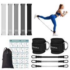 Resistance Bands Set   Band and Adjustable Ankle Exercise Black