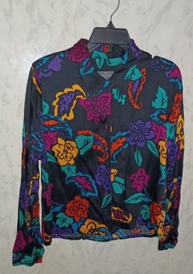 Jimmy Garcia New York VTG Blouse With Psychedelic Floral Print   Size (M) 