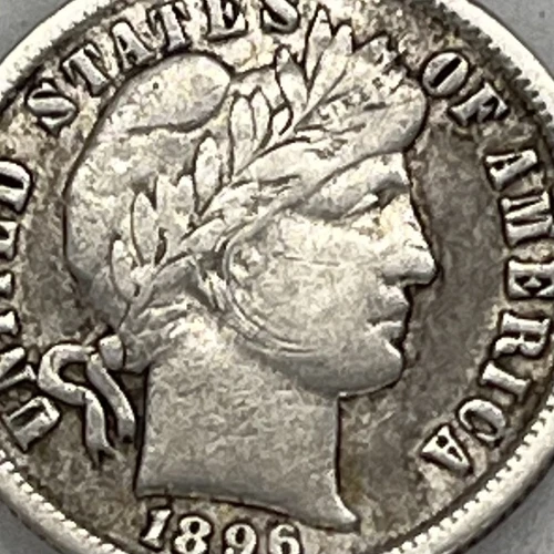 1896 Barber Silver Dime in a SAFLIP® - VF Details Cleaned