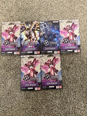 Gundam Card Game Steel Requiem Sleeved Booster Packs Lot of 6 Sealed