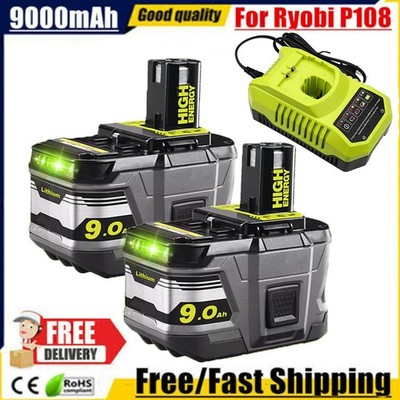 Neu 18V HP Lithium Für Ryobi ONE Plus RB18L50 P108 9,0Ah 8,0Ah Akku / Ladegerät