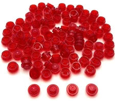 Lego 100 New Trans-Red Plates Round 1 x 1 Parts