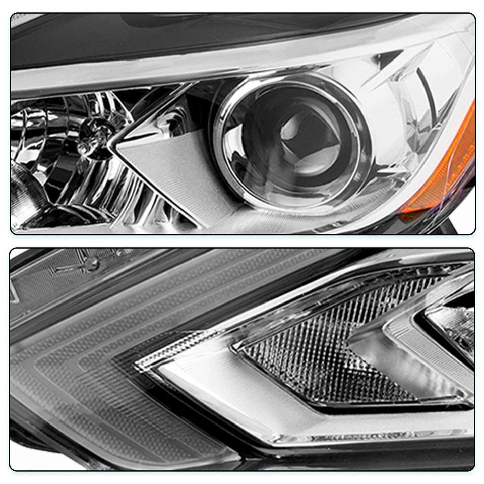 For 2016-2018 Nissan Altima w/o LED DRL Halogen Chrome Headlights Headlamps Pair - Image 4 of 4