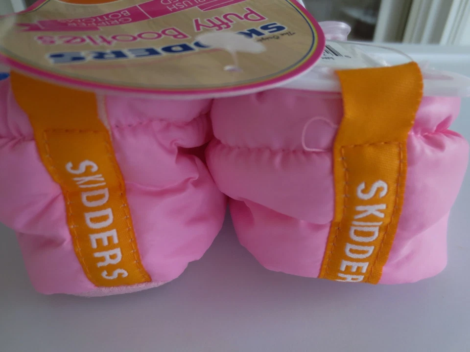 NEW Inf Toddler 12 or 24 month SKIDDERS Puffy Booties Slipper Gripper Light Pink - Image 4 of 4