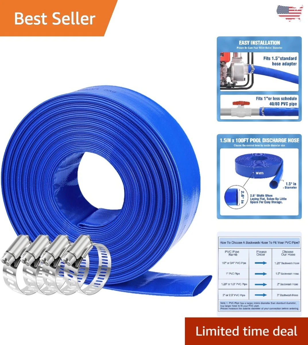 Pool backwash hose online