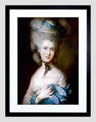 PAINTING PORTRAIT STUDY GAINSBOROUGH WOMAN IN BLUE FRAMED ART PRINT B12X3852