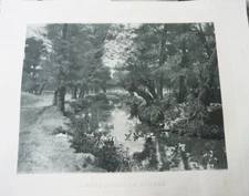 Auguste DURST (1842-1930) HUGE LANDSCAPE ENGRAVING SCHOOL BARBIZON NORMANDY 1901