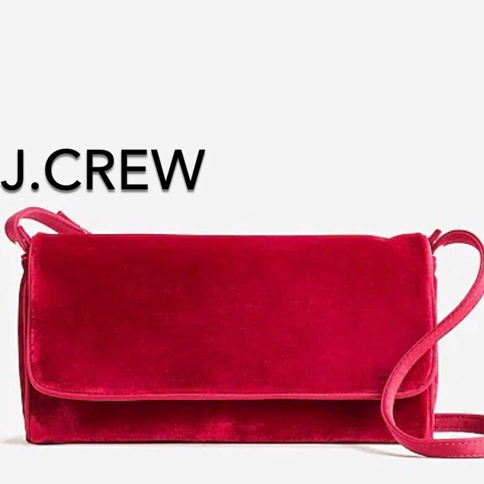 (NUEVO) Bolso sin asas convertible J.Crew rojo Florence para mujer en terciopelo - Precio de venta sugerido por el fabricante: $118
