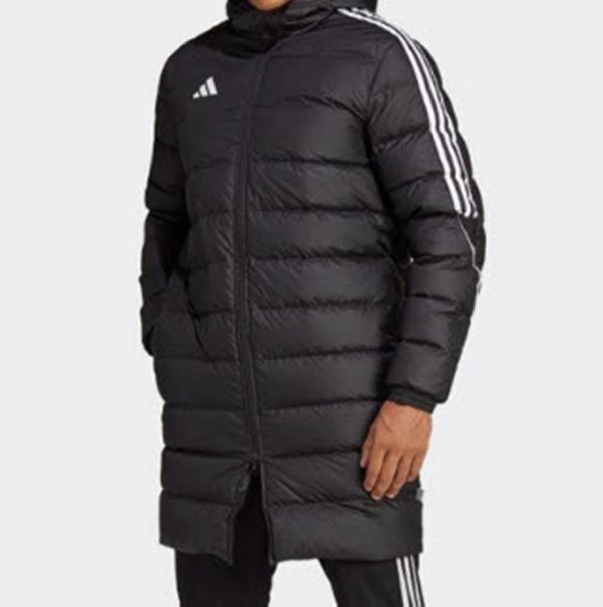 Adidas Men Tiro 23 Long Down Coat Padded Jacket Black Top GYM Parka Coat HS7238