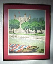 A Famed Artist: Denis Paul Noyer Etching "Tower of London on the Thames" 372/375