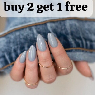 Neue falsche falsche Nägel Medium French rot schwarz grau Full Nailart Gel Acryl UK