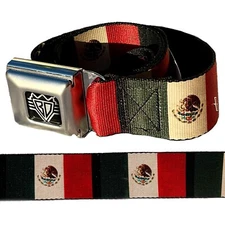Bandera de Mexico Cinturon Mexico Flag Mexican Seatbelt Style Belt Buckle Down
