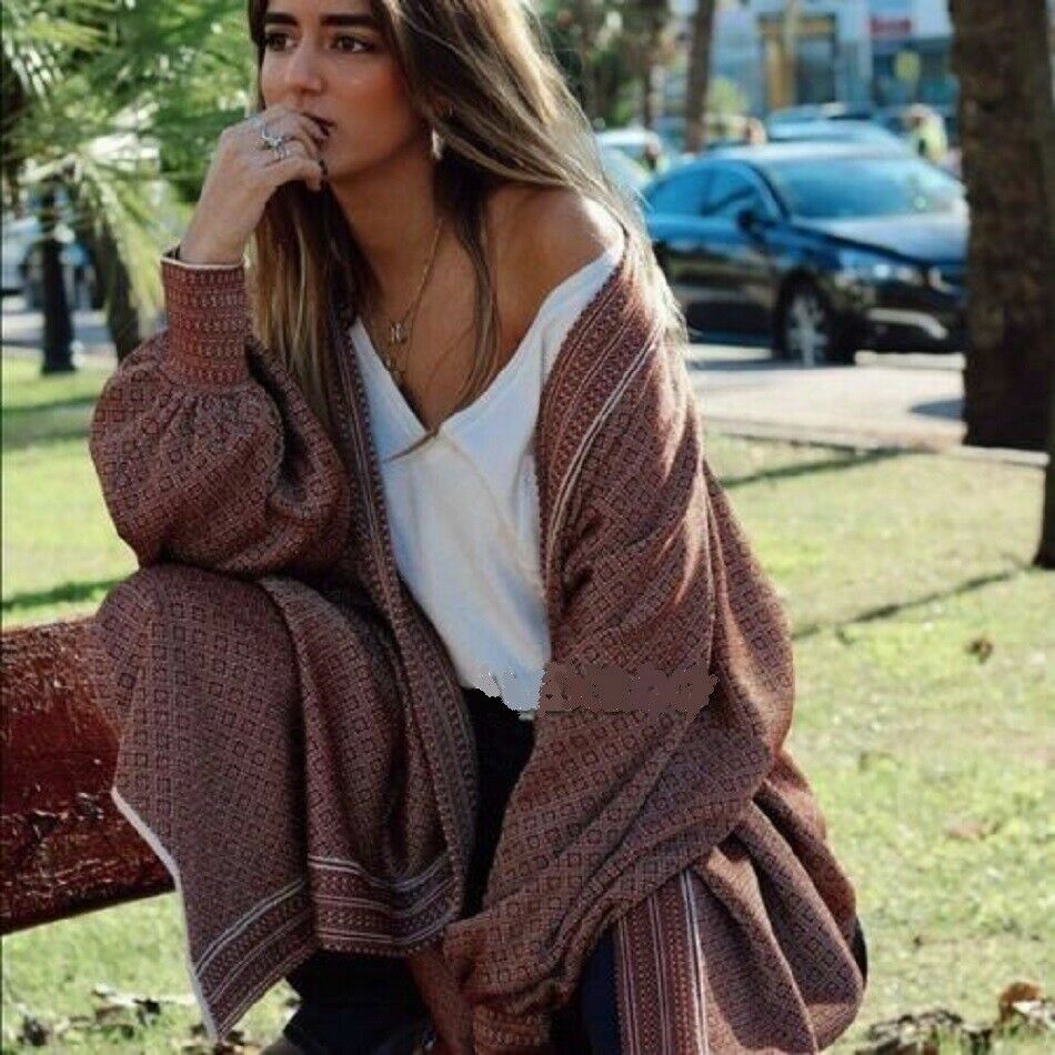 Zara Jacquard Knit Jacket Knit Coat 