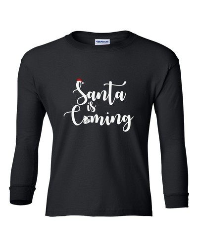 Youth Toddler Santa Is Coming Cute Christmas T Shirt Boys Girls Tee Kids T-Shirt - Picture 5 of 9
