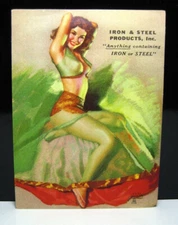 1940s Pinup Girl EARL MORAN Art Sexy Showgirl Harem Iron & Steel Advertising