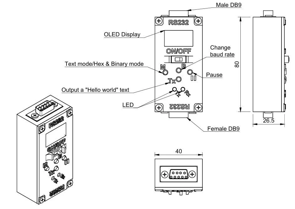 Handheld RS232 serial data tester display support different baud rate - Image 2 of 4